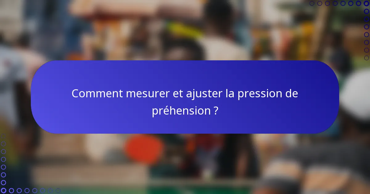 Comment mesurer et ajuster la pression de préhension ?