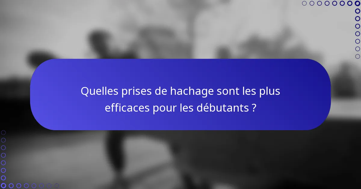 Quelles prises de hachage sont les plus efficaces pour les débutants ?