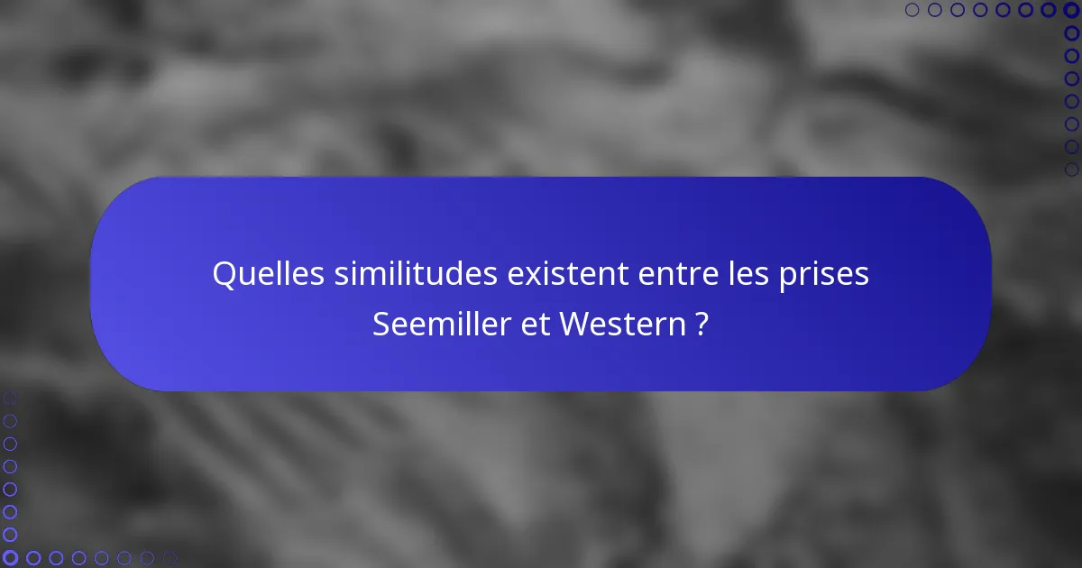 Quelles similitudes existent entre les prises Seemiller et Western ?
