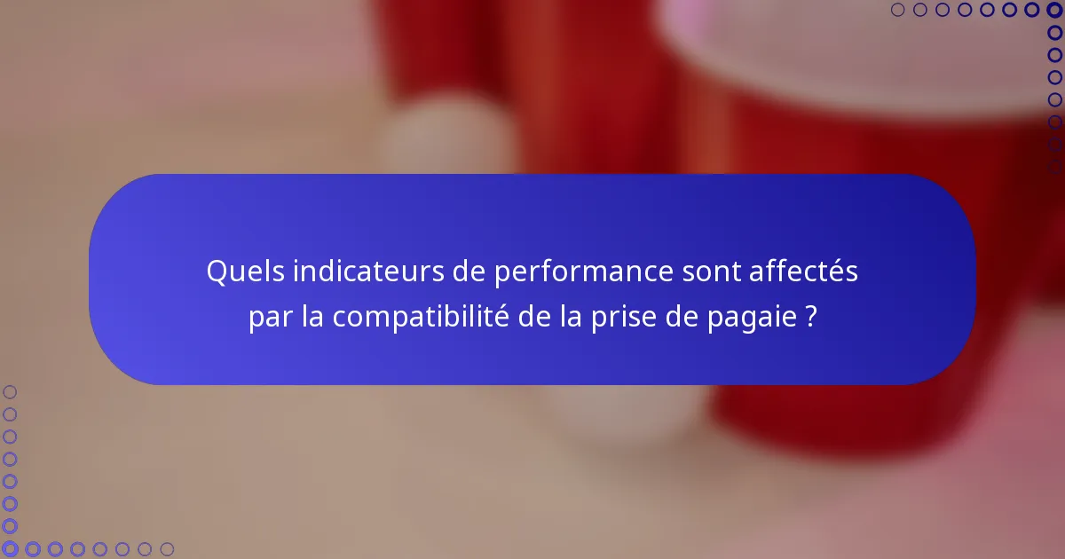 Quels indicateurs de performance sont affectés par la compatibilité de la prise de pagaie ?