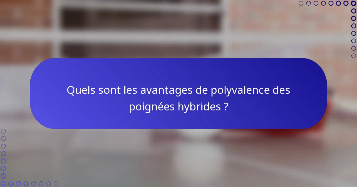 Quels sont les avantages de polyvalence des poignées hybrides ?